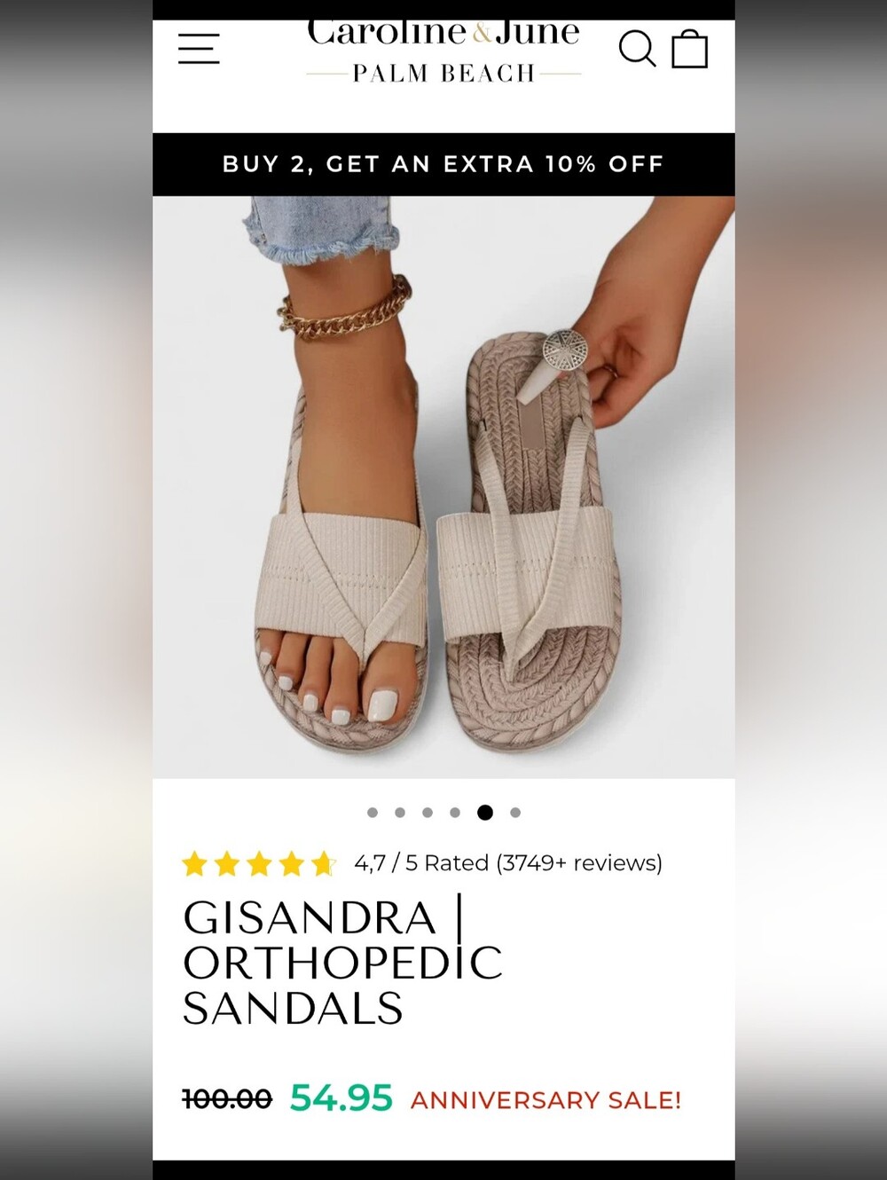 Orthopedic Sandals — Beige Comfort Slip-On